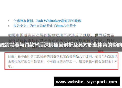 魏震禁赛与罚款背后深层原因剖析及其对职业体育的影响 魏震禁赛与罚款背后深层原因剖析及其对职业体育的影响